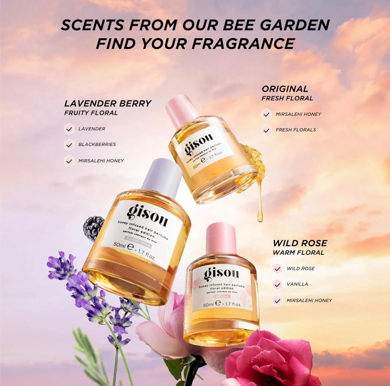 Gisou Honey Infused Hair Perfume Wild Rose 50ml - Image 2