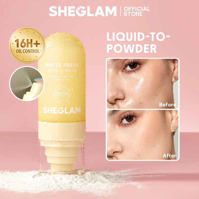 SHEGLAM Matte Fresh Setting Spray Ultra Matte Liquid-To-Powder Long Lasting Makeup YELLOW - Image 2